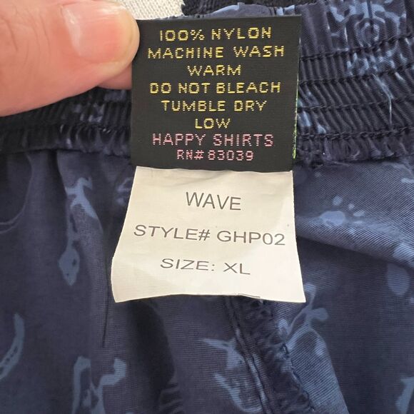 Gecko Hawaii Wave Beach Pants XL Blue Gray 90s Swim Parachute Pants - Picture 3 of 4